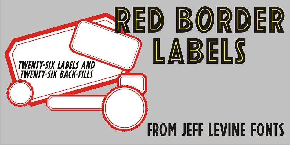 Red Border Labels JNL by Jeff Levine Fonts — Dingbats Font