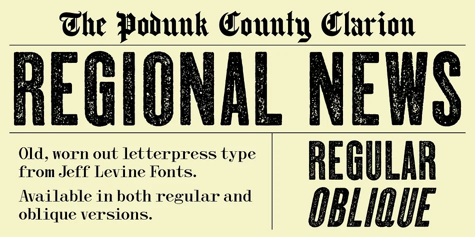 REGIONAL NEWS JNL by Jeff Levine Fonts — Display Font