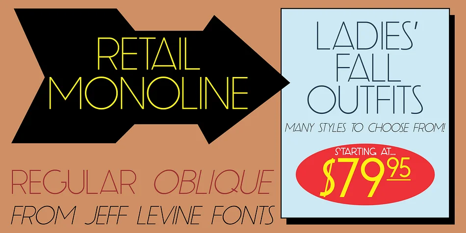 RETAIL MONOLINE JNL by Jeff Levine Fonts — Display Font