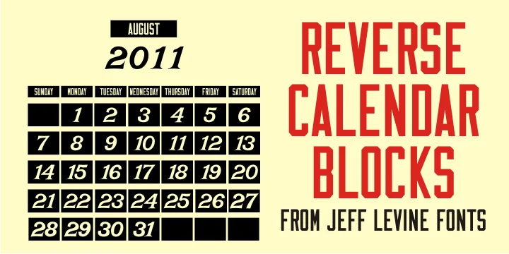 Reverse Calendar Blocks JNL by Jeff Levine Fonts — Dingbats Font