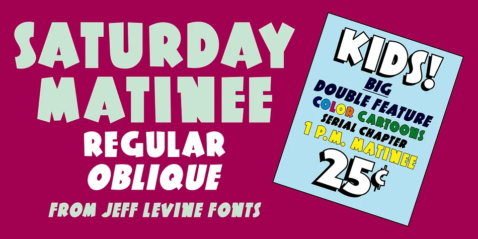 Saturday Matinee JNL by Jeff Levine Fonts — Display Font