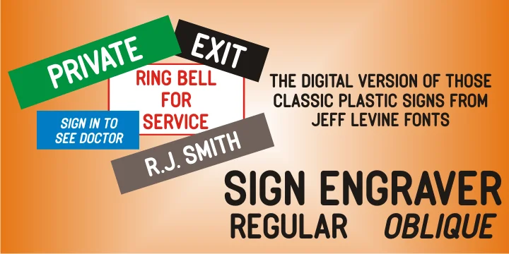 SIGN ENGRAVER by Jeff Levine Fonts — Display Font