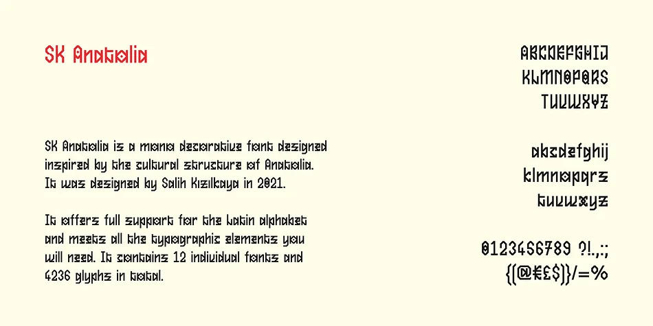 SK Anatolia by Salih Kizilkaya — Display Font — thumbnail 2