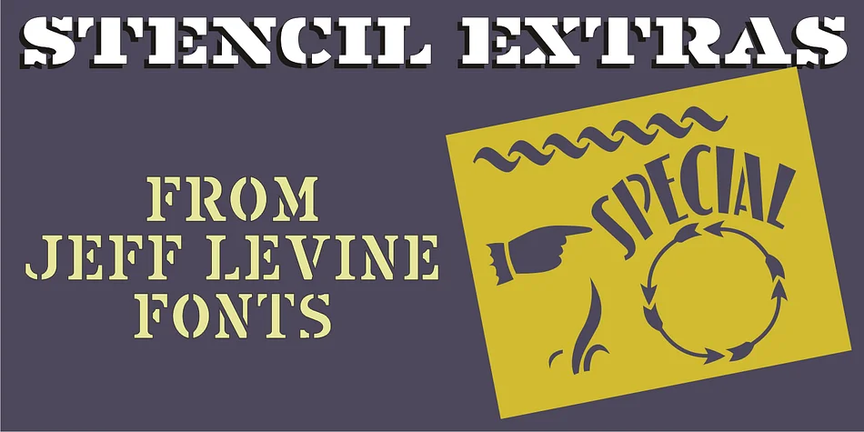 Stencil Extras JNL by Jeff Levine Fonts — Dingbats Font