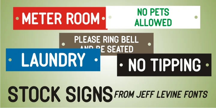 Stock Signs JNL by Jeff Levine Fonts — Dingbats Font