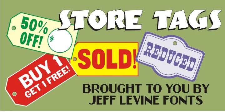 Store Tags JNL by Jeff Levine Fonts — Dingbats Font