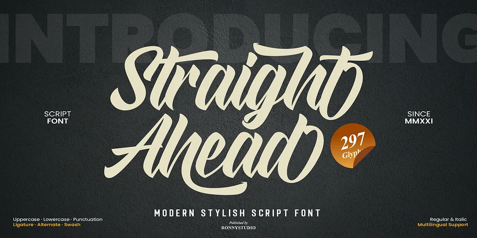 Straight Ahead by Ronny Studio — Script Handwritten Font
