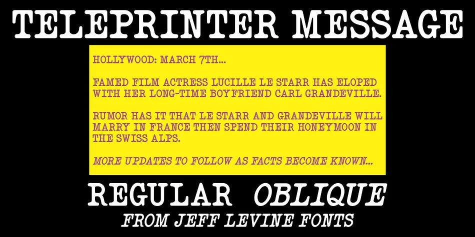 Teleprinter Message by Jeff Levine Fonts — Decorative Font