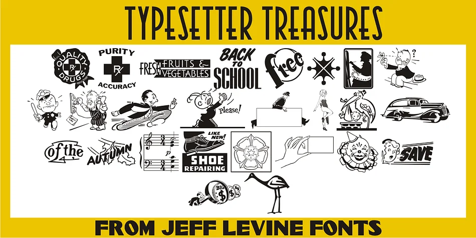 Typesetter Treasures JNL by Jeff Levine Fonts — Dingbats Font