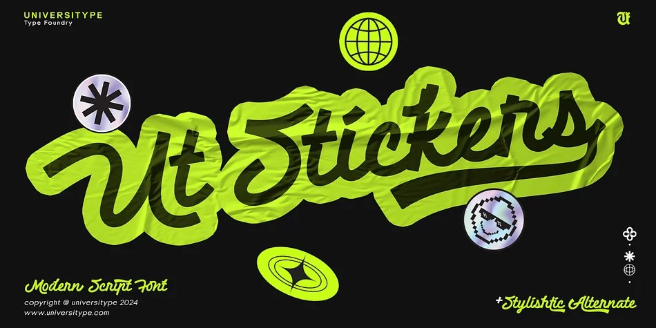 UT Stickers by Universitype โ Script Handwritten Font