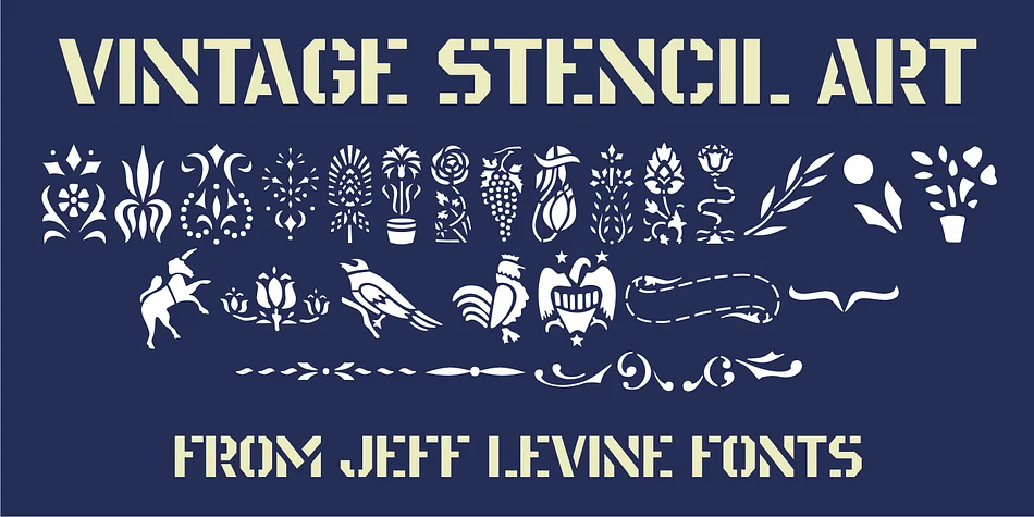 Vintage Stencil Art JNL by Jeff Levine Fonts — Dingbats Font