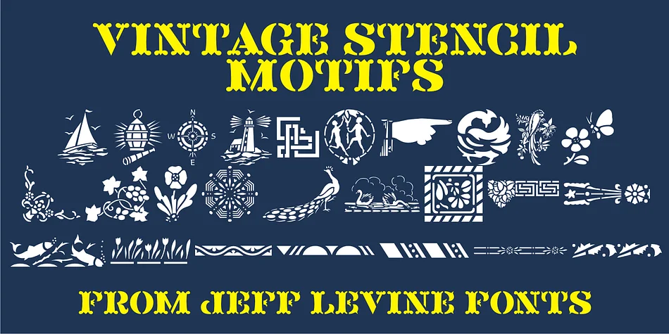 Vintage Stencil Motifs JNL by Jeff Levine Fonts — Dingbats Font