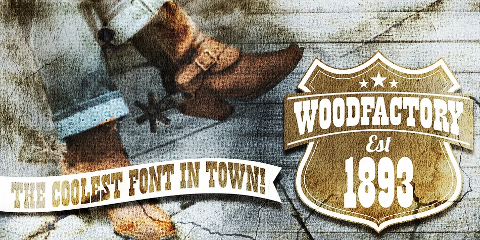 WOOD FACTORY by Kustomtype — Decorative Font