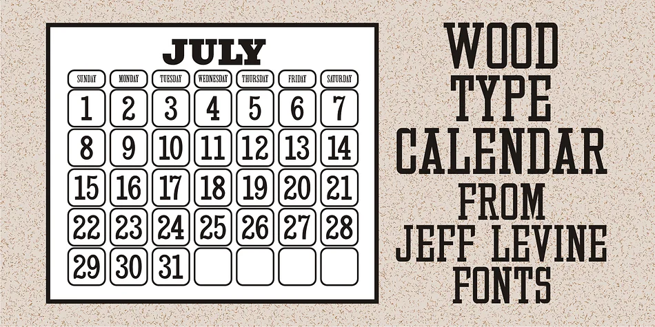 Wood Type Calendar JNL by Jeff Levine Fonts — Dingbats Font
