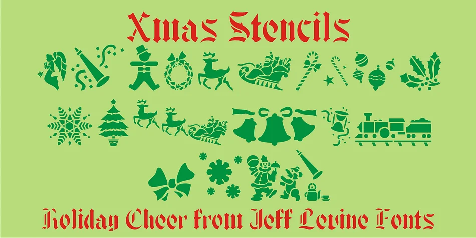 Xmas Stencils JNL by Jeff Levine Fonts — Dingbats Font