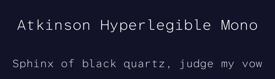 Atkinson Hyperlegible Mono by Braille Institute, Applied Design Works, Elliott Scott, Megan Eiswerth, Letters From Sweden — Sans Serif Font — thumbnail 2