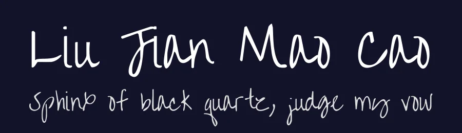 Liu Jian Mao Cao by Liu Zhengjiang, Kimberly Geswein, ZhongQi — Script Handwritten Font — thumbnail 2