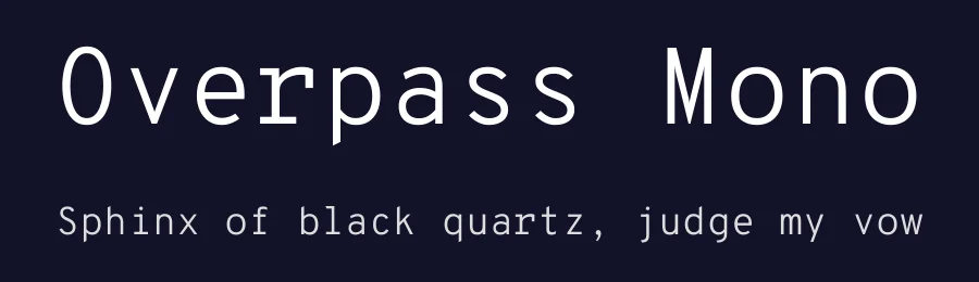 Overpass Mono by Delve Withrington, Dave Bailey, Thomas Jockin — Monospace Font — thumbnail 2