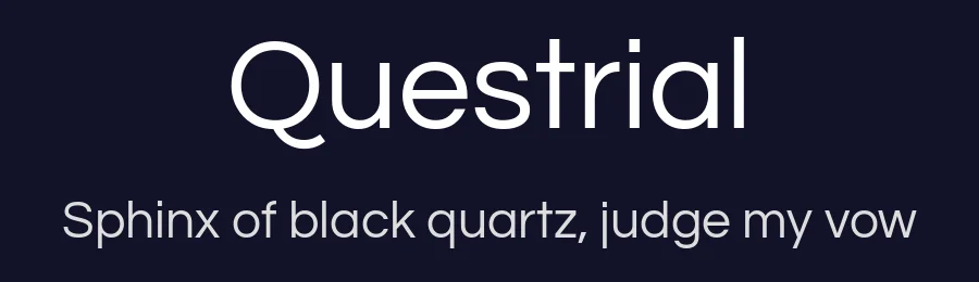 Questrial by Joe Prince, Laura Meseguer — Sans Serif Font — thumbnail 2