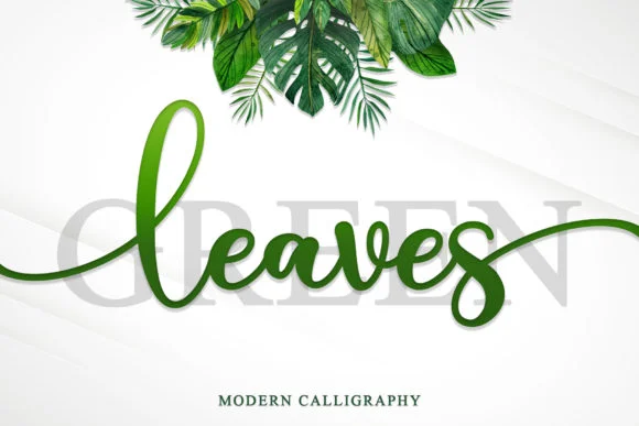 Green Leaves Font by Sakha Design — Script Handwritten Font