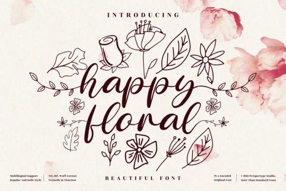Happy Floral Font by Perspectype — Script Handwritten Font