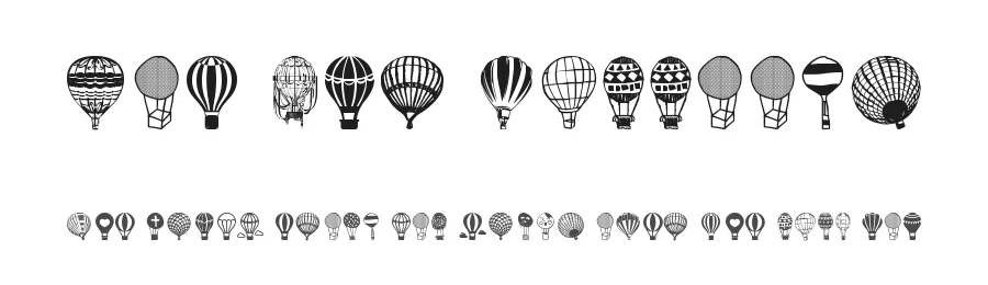Hot Air Balloons by Woodcutter — Dingbats Font