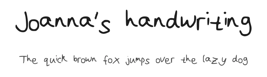 Joanna's handwriting