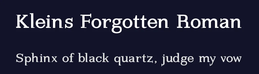 Kleins Forgotten Roman by Manfred Klein — Serif Font — thumbnail 2