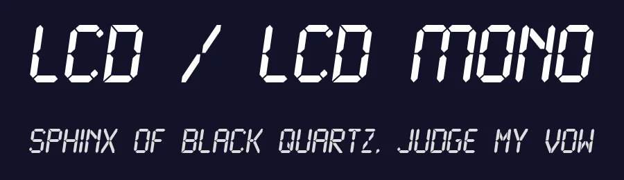 LCD / LCD Mono by Samuel Reynolds — Display Font — thumbnail 2
