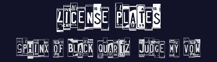 License Plates by Kirk Shelton — Decorative Font — thumbnail 2