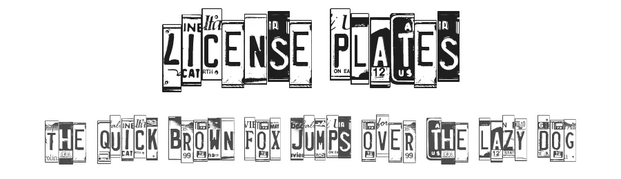 License Plates by Kirk Shelton — Decorative Font