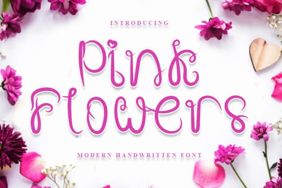 Pink Flowers Font by NYA Letter — Script Handwritten Font