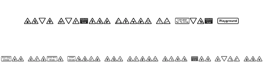Road Caution Signs UK Part 1 by Jay Gregory β Dingbats Font
