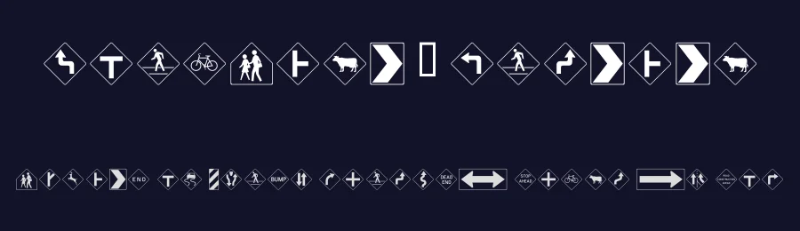 RoadSign + Warning by Benn Coifman — Dingbats Font — thumbnail 2
