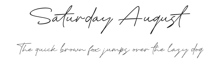 Saturday August by Khurasan — Script Handwritten Font
