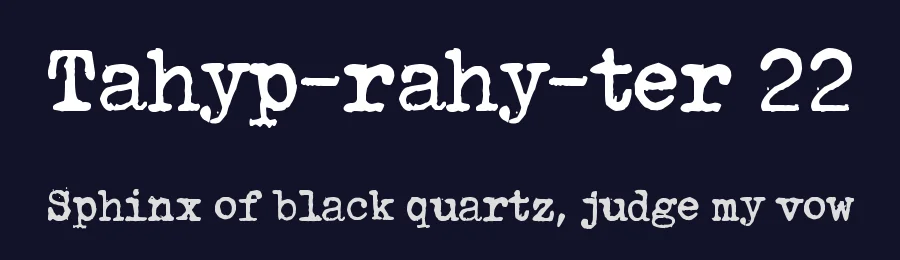 Tahyp-rahy-ter 22 by Juha Korhonen — Decorative Font — thumbnail 2