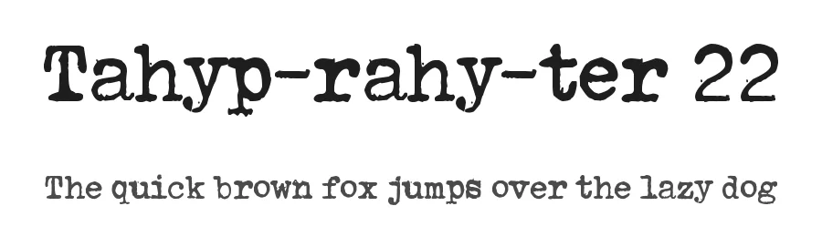 Tahyp-rahy-ter 22 by Juha Korhonen — Decorative Font