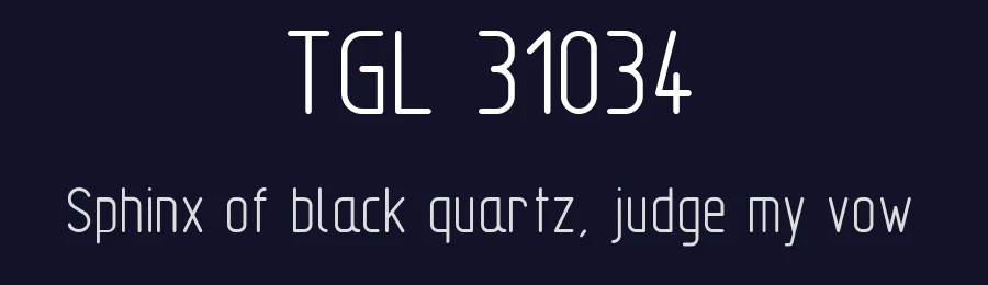 TGL 31034 by Peter Wiegel — Display Font — thumbnail 2