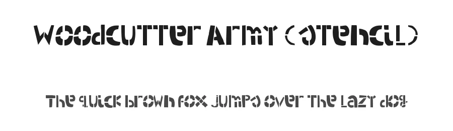 Woodcutter Army (stencil) by Woodcutter — Decorative Font