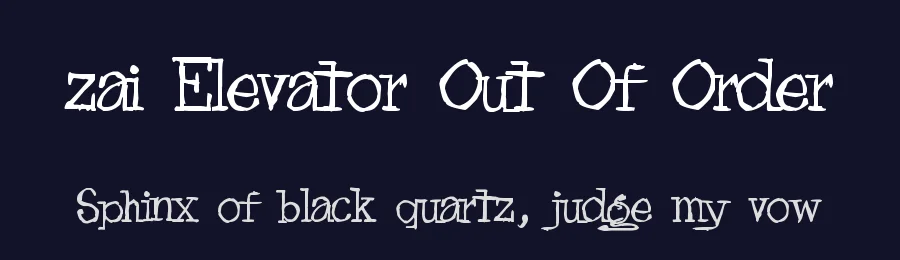 zai Elevator Out Of Order by Tomasz Skowroński — Decorative Font — thumbnail 2