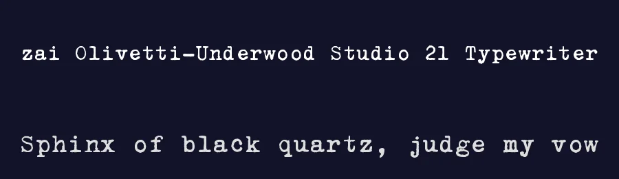zai Olivetti-Underwood Studio 21 Typewriter by Tomasz Skowroński — Decorative Font — thumbnail 2