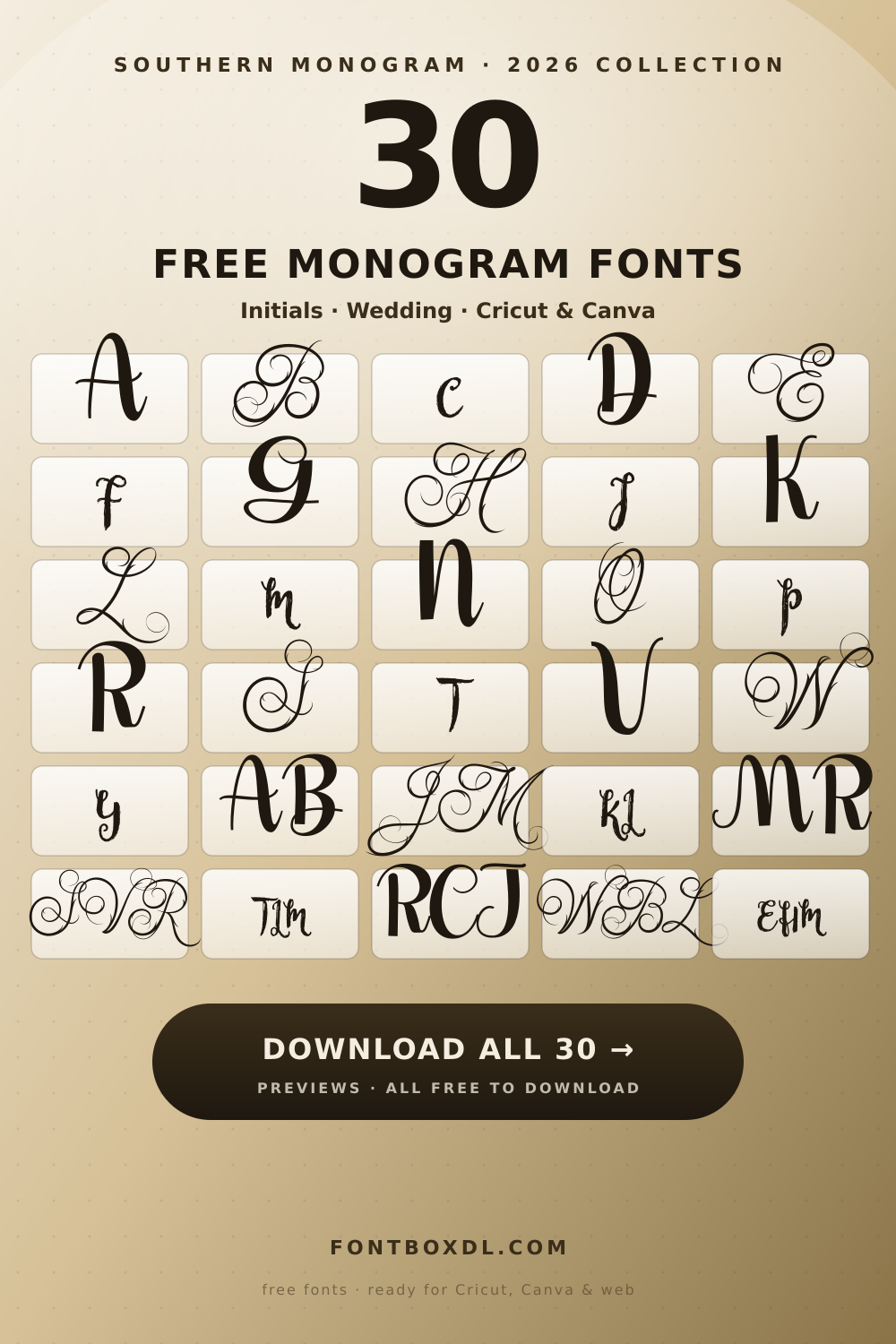 Free Monogram Fonts — Initials, Wedding & Cricut 2026