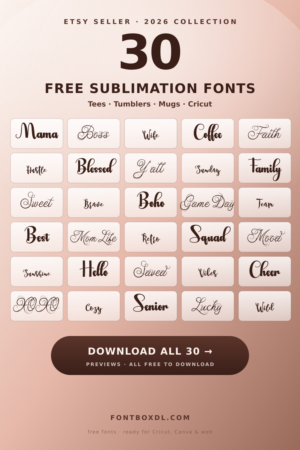 Free Sublimation Fonts — Etsy Sellers, Tees & Tumblers 2026